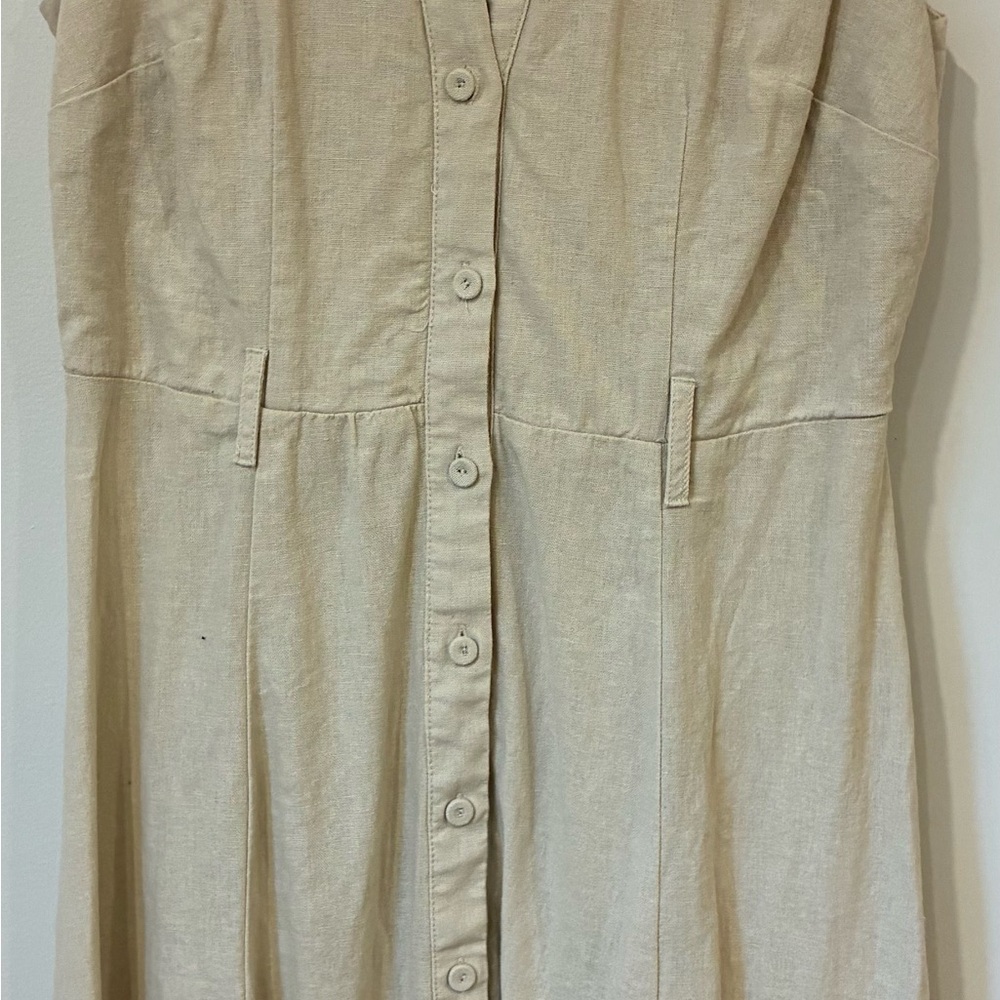 Beige Button-Down Dress